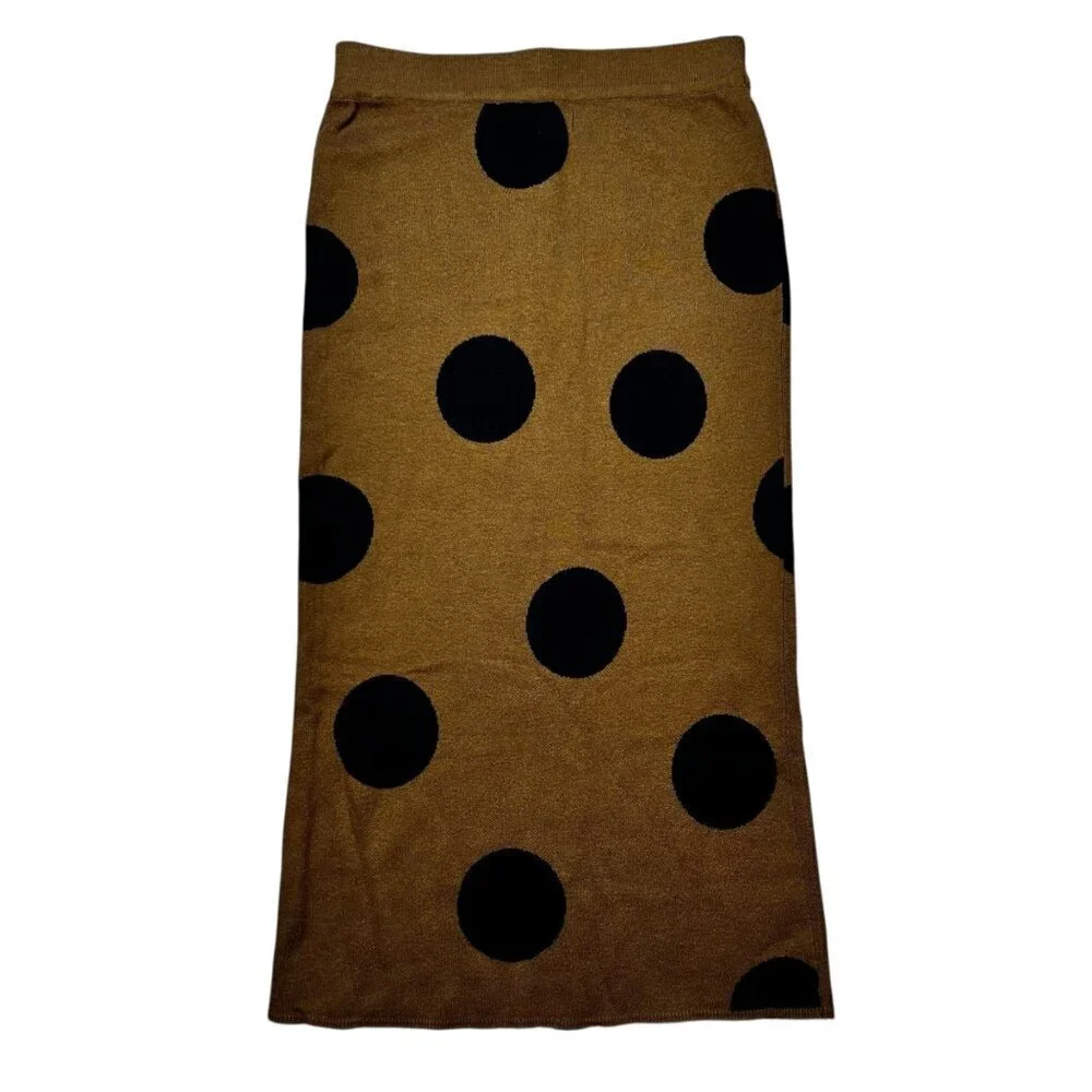 Who What Wear XS Knit Maxi Skirt Polka Dot Academia Stretch Office Comfort